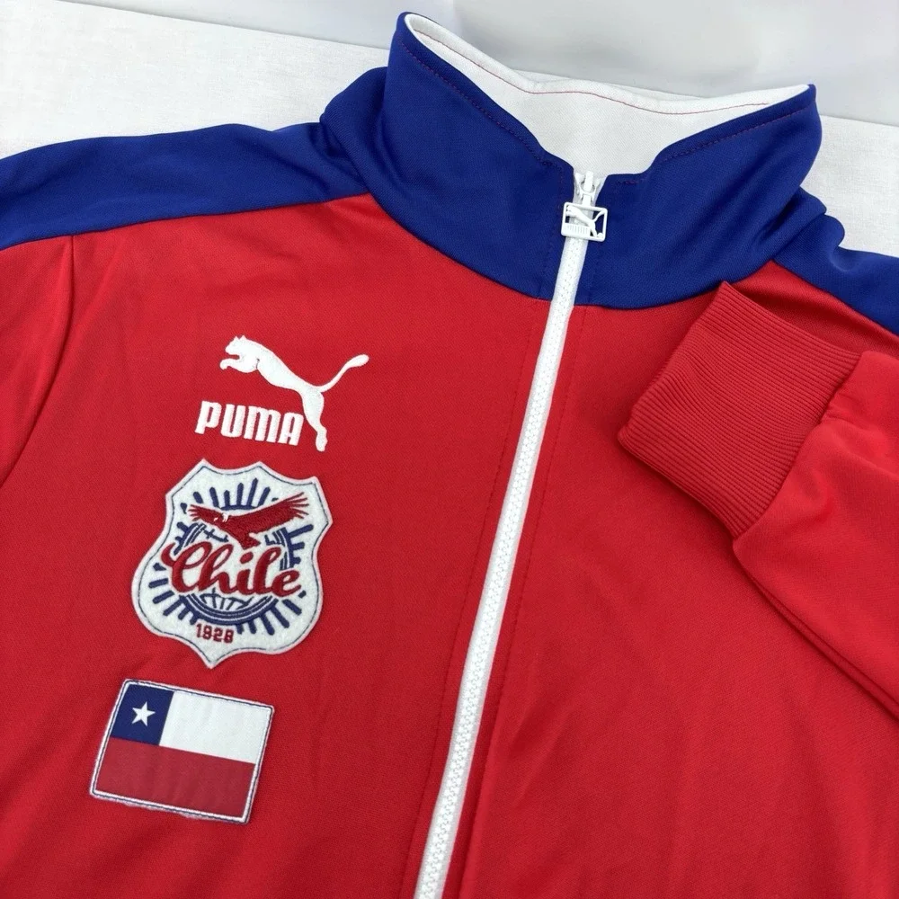 Puma Track Soccer Jacket Men M Red Blue Chile Football Texas Star Flag Logo RARE